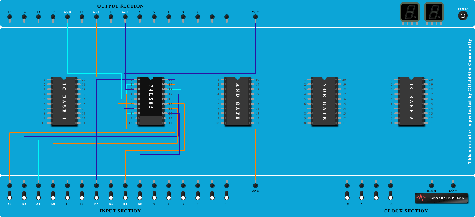 Implementation of 4-Bit Magnitude Comparator using IC-74LS85