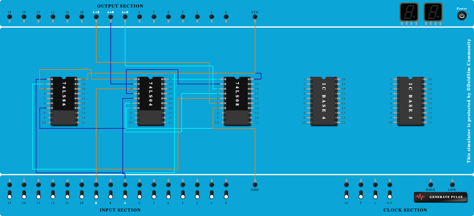 One Bit Comparator using 74LS86